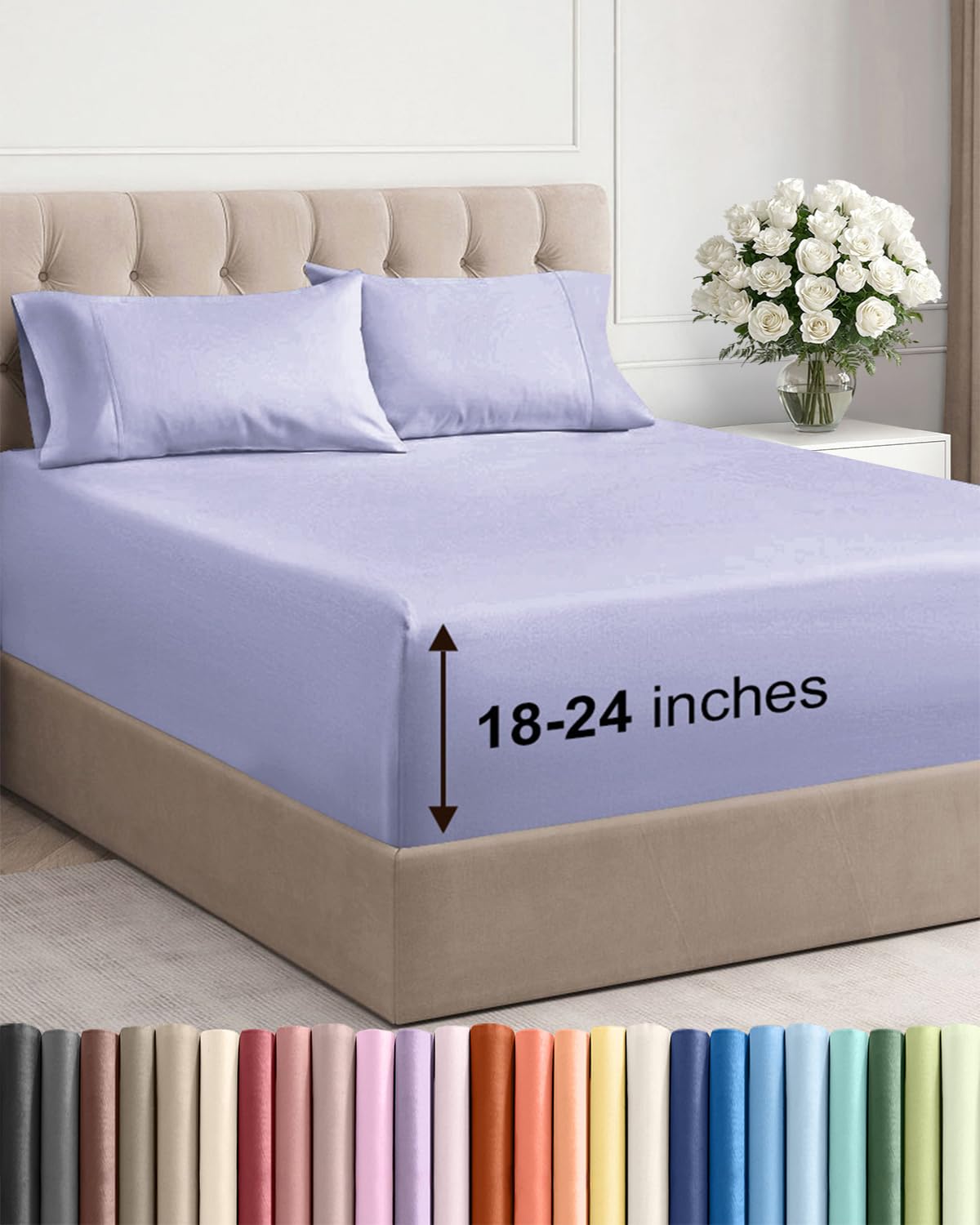 Extra Deep King Sheet Set - 4 Piece Breathable & Cooling - Antique White