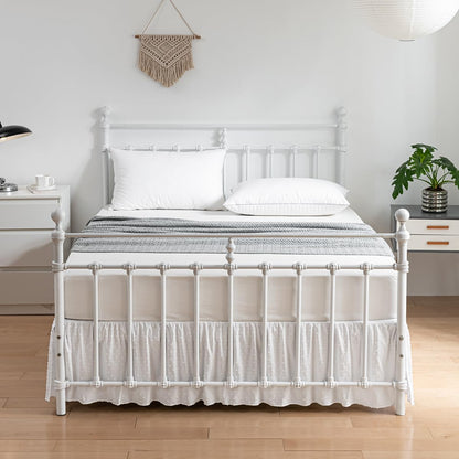 Tufted Dot Bed Skirt Queen Size - Ruffled Bed Skirt with Split Corners