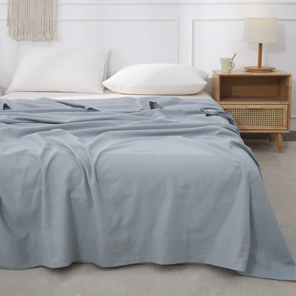 BISELINA Linen Sheet French Flax Flat Sheet Only 55% Euro Flax 45% Cotton Basic Style Solid Color Soft Breathable Farmhouse Top Sheet 1-Piece (Full, Linen)