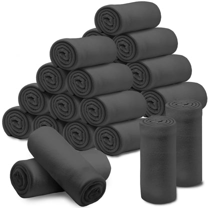 24 Pcs Fleece Blankets Bulk 60 x 50 in, Throw Blankets in Bulk for Wedding, Lightweight Blankets for Bed, Couch, Outdoor Use, Homeless Donation, with Oeko-tex Standard 100 Certified (Blue)