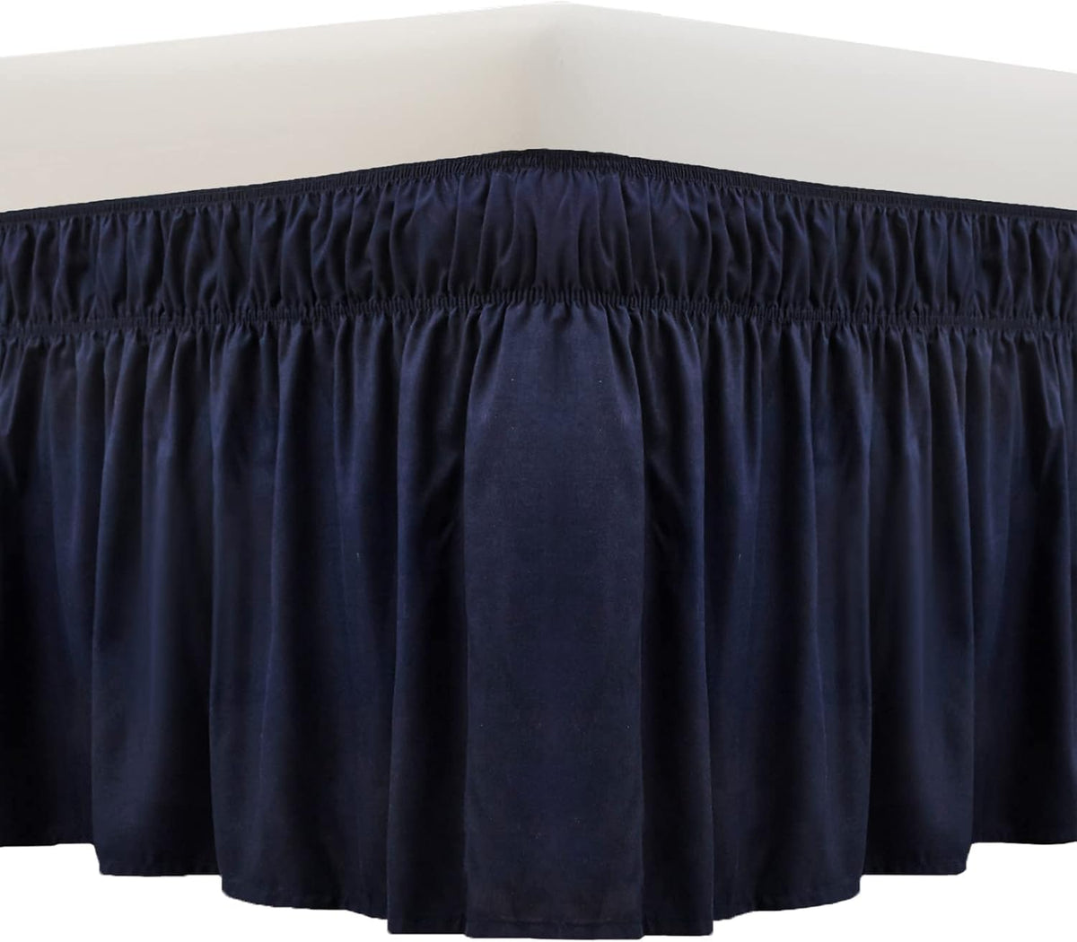MEILA Wrap Around Elastic Bed Skirt for Queen & King Beds, 16" Drop, Beige