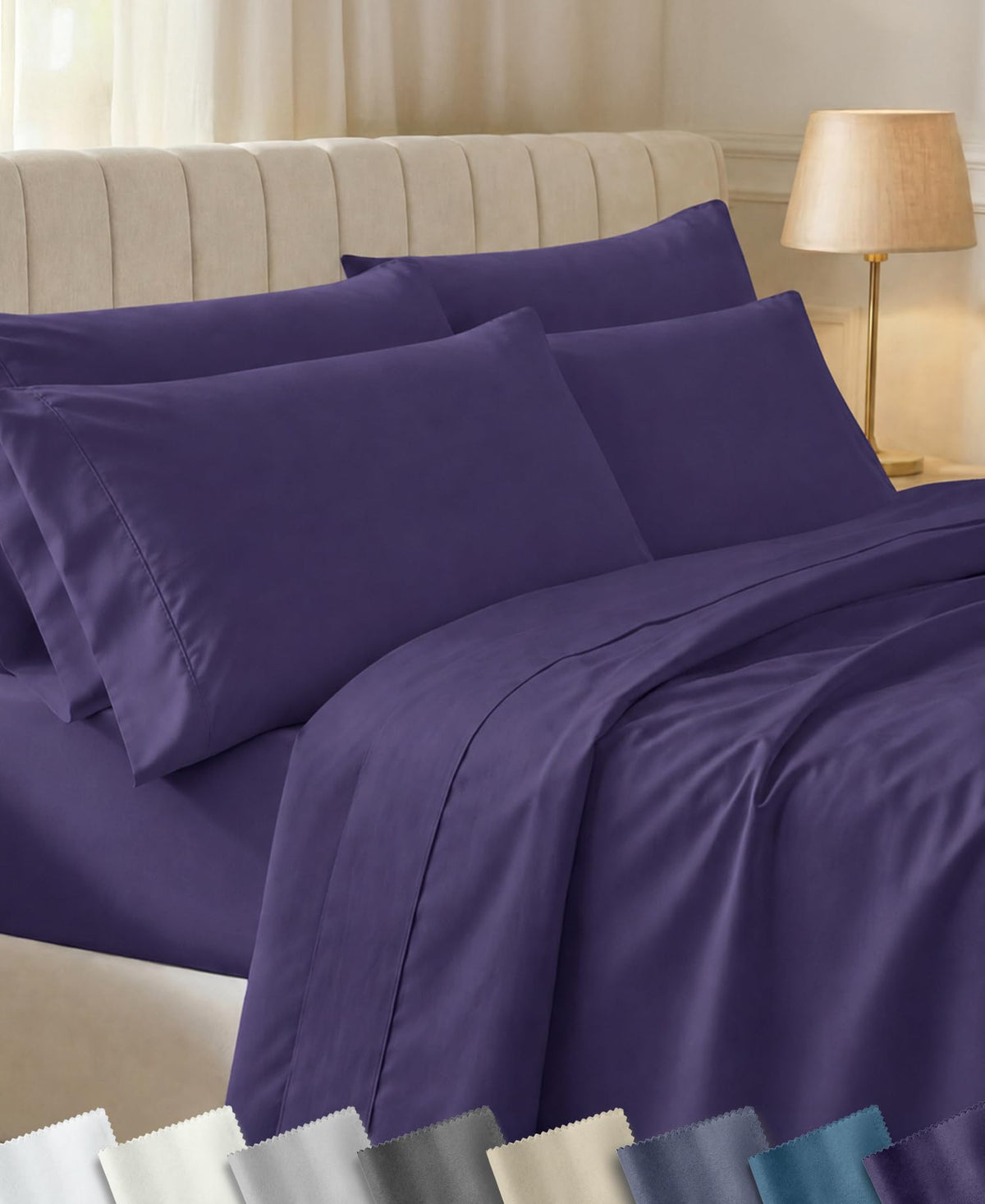 California Design Den Soft 100% Cotton Sateen Queen Bed Sheets Set, White