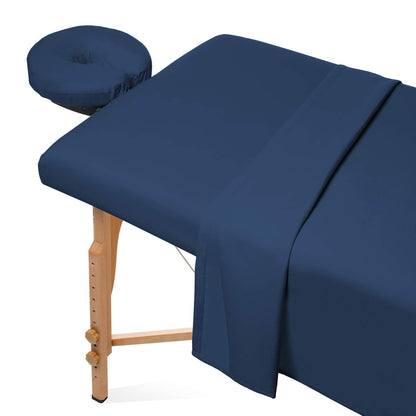 Saloniture 3-Piece Microfiber Massage Table Sheet Set - Premium Facial Bed Cover - Includes Flat and Fitted Sheets with Face Cradle Cover - White