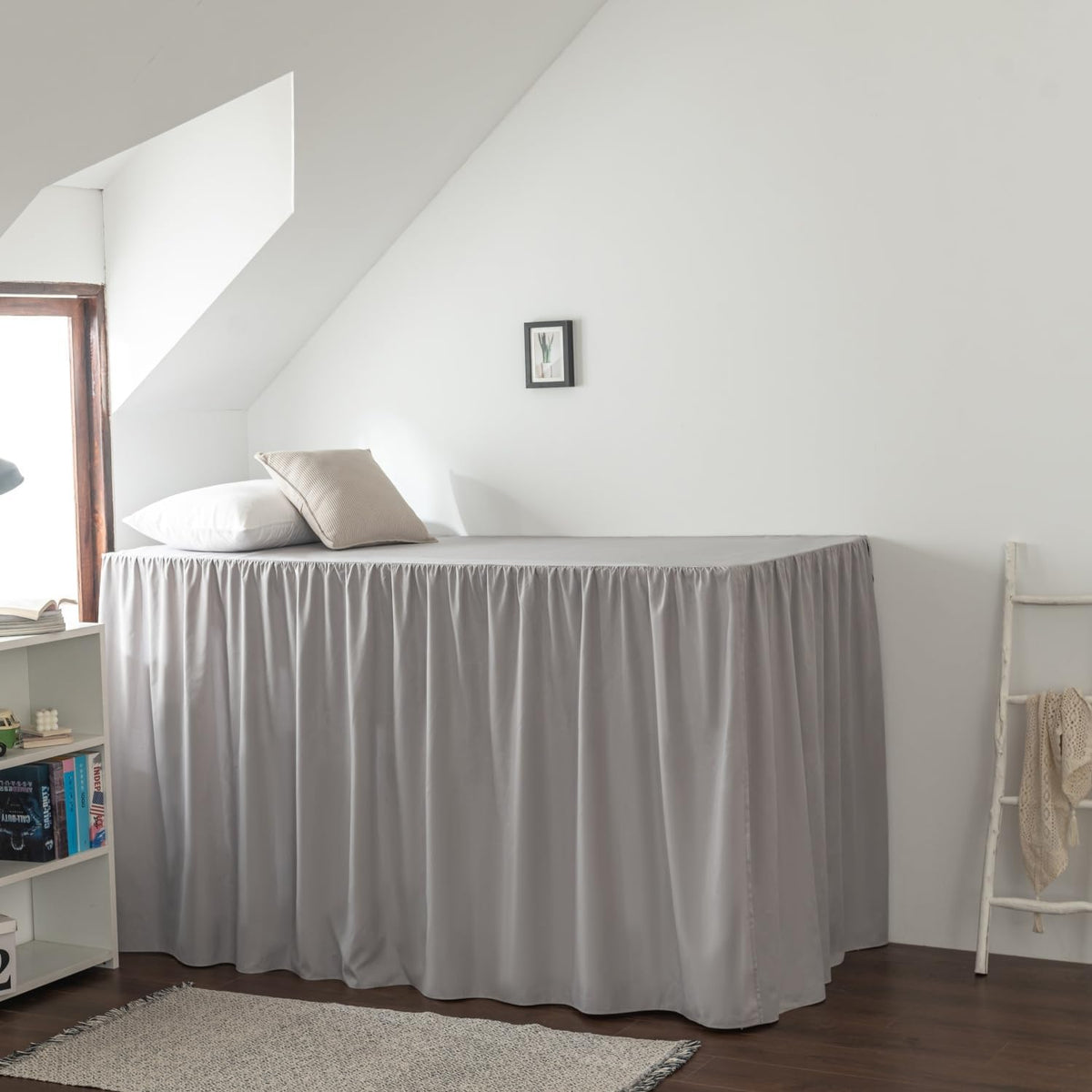 Dorm Room Bed Skirt Twin XL, College DormEssentials - White, 32 Inch