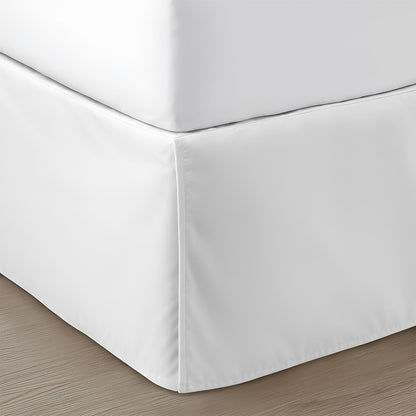 SGI Bedding 12 inch Drop Bed Skirt King Size - Platform Style with Secure Fit, Classic Tailored Look, Elegant Pleated Style Dust Ruffle, Split Corners, Wrinkle Resistant Microfiber - White