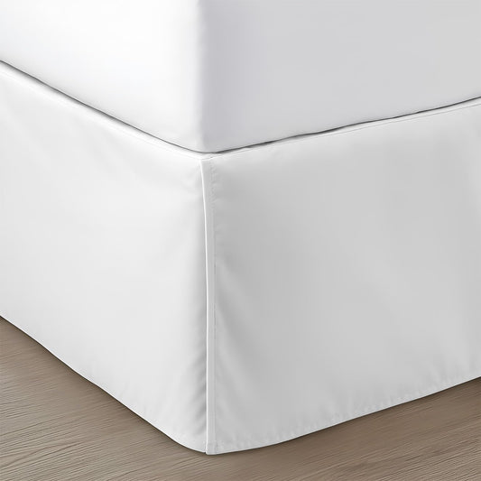 SGI Bedding 12 inch Drop Bed Skirt King Size - Platform Style with Secure Fit, Classic Tailored Look, Elegant Pleated Style Dust Ruffle, Split Corners, Wrinkle Resistant Microfiber - White