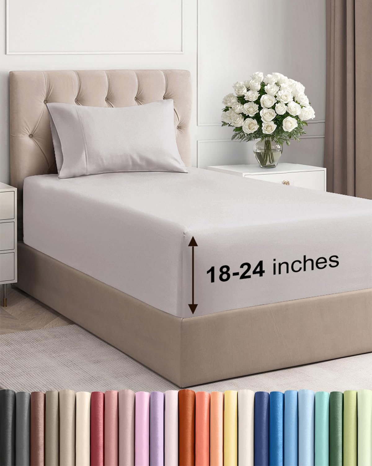 Extra Deep King Sheet Set - 4 Piece Breathable & Cooling - Antique White