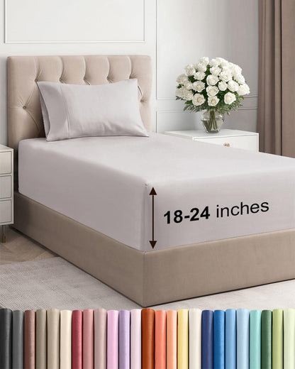 Extra Deep King Sheet Set - 4 Piece Breathable & Cooling - Antique White