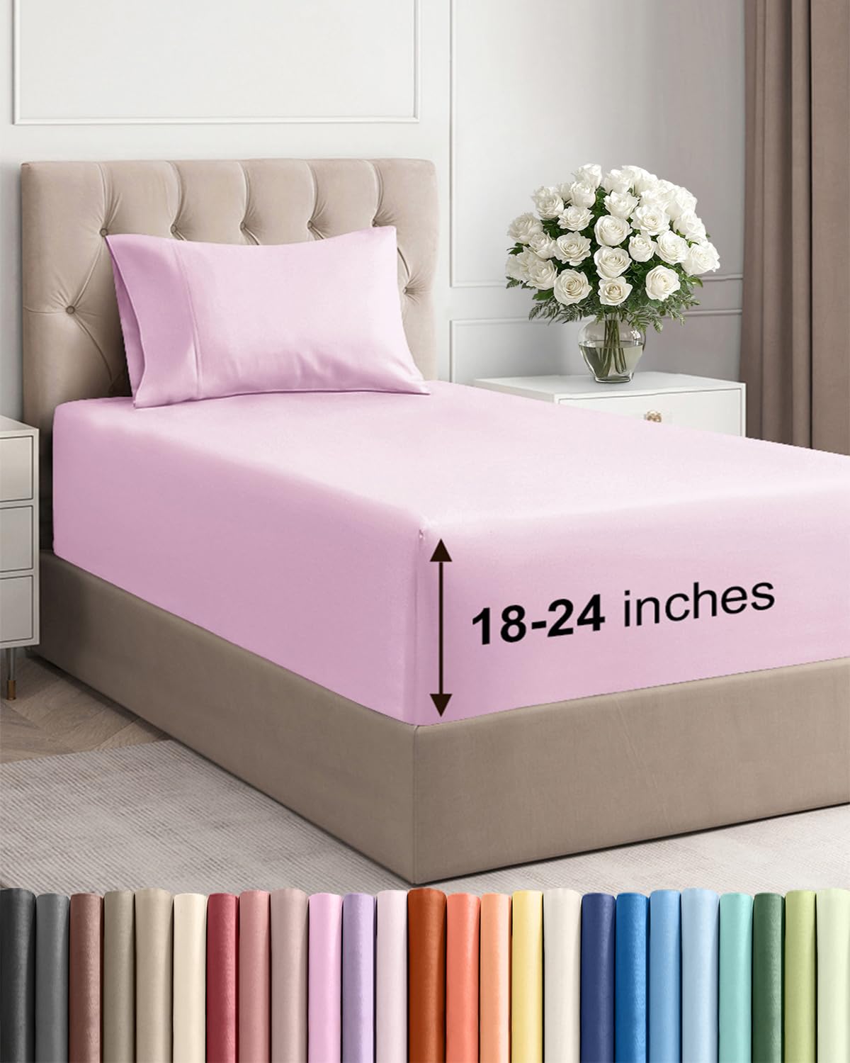 Extra Deep King Sheet Set - 4 Piece Breathable & Cooling - Antique White