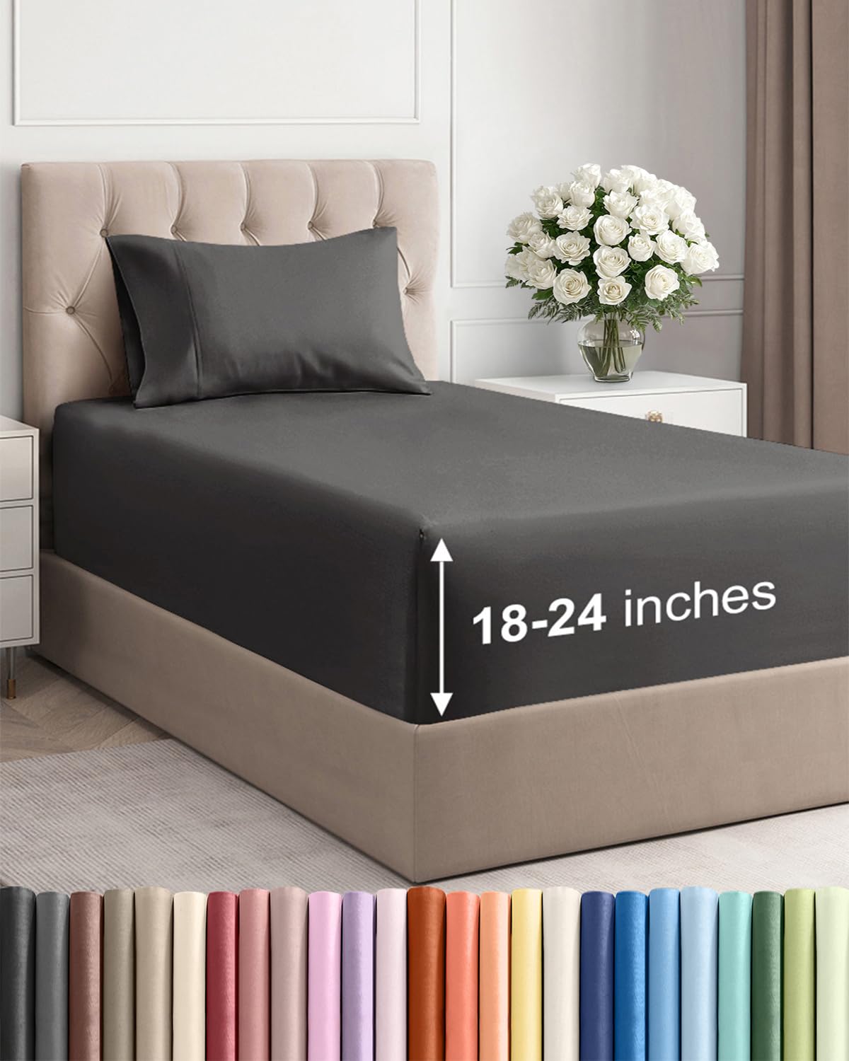Extra Deep King Sheet Set - 4 Piece Breathable & Cooling - Antique White