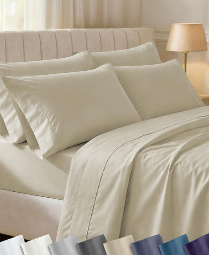 California Design Den Soft 100% Cotton Sateen Queen Bed Sheets Set, White