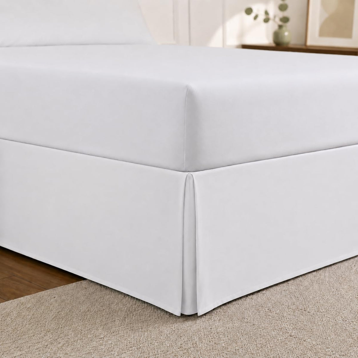 Cathay Home Queen Bed Skirt, 14" Drop Dust Ruffle, Blue Fog
