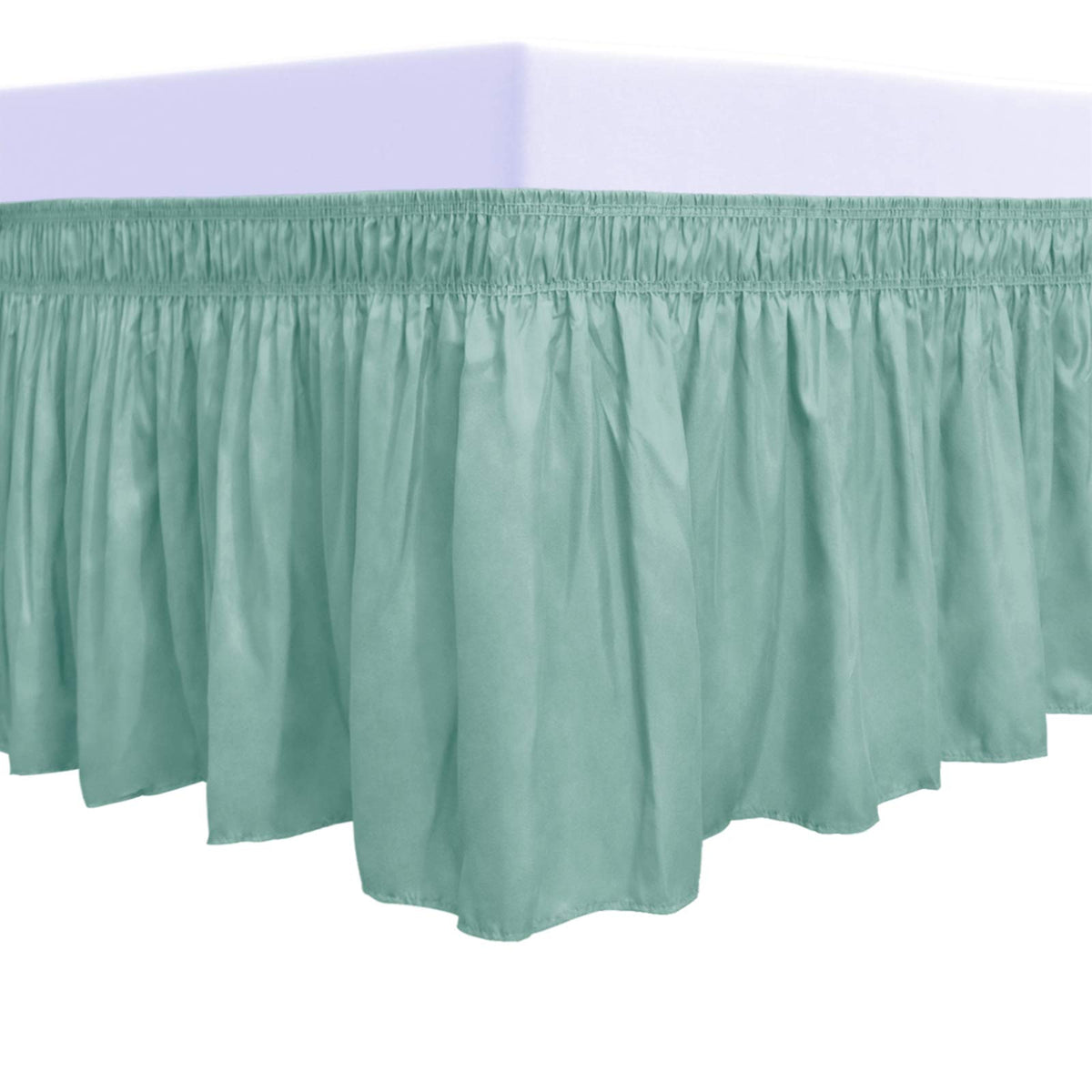 PureFit Wrap Around Ruffled Bed Skirt, White, Queen/King - 18" Drop
