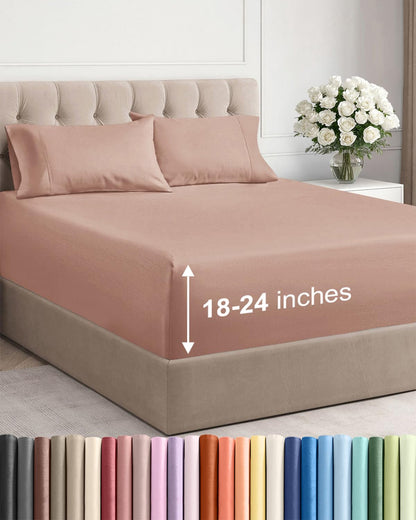 Extra Deep King Sheet Set - 4 Piece Breathable & Cooling - Antique White