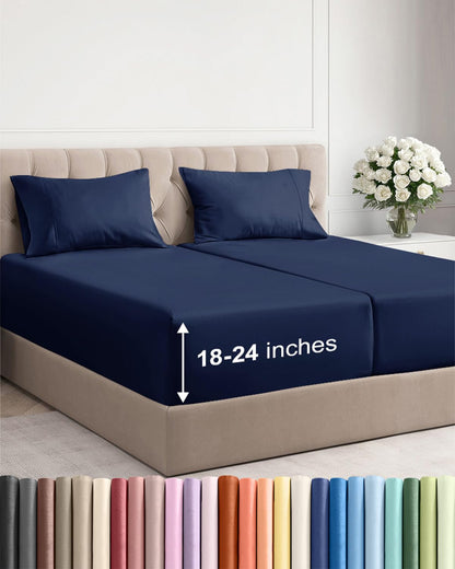 Extra Deep King Sheet Set - 4 Piece Breathable & Cooling - Antique White