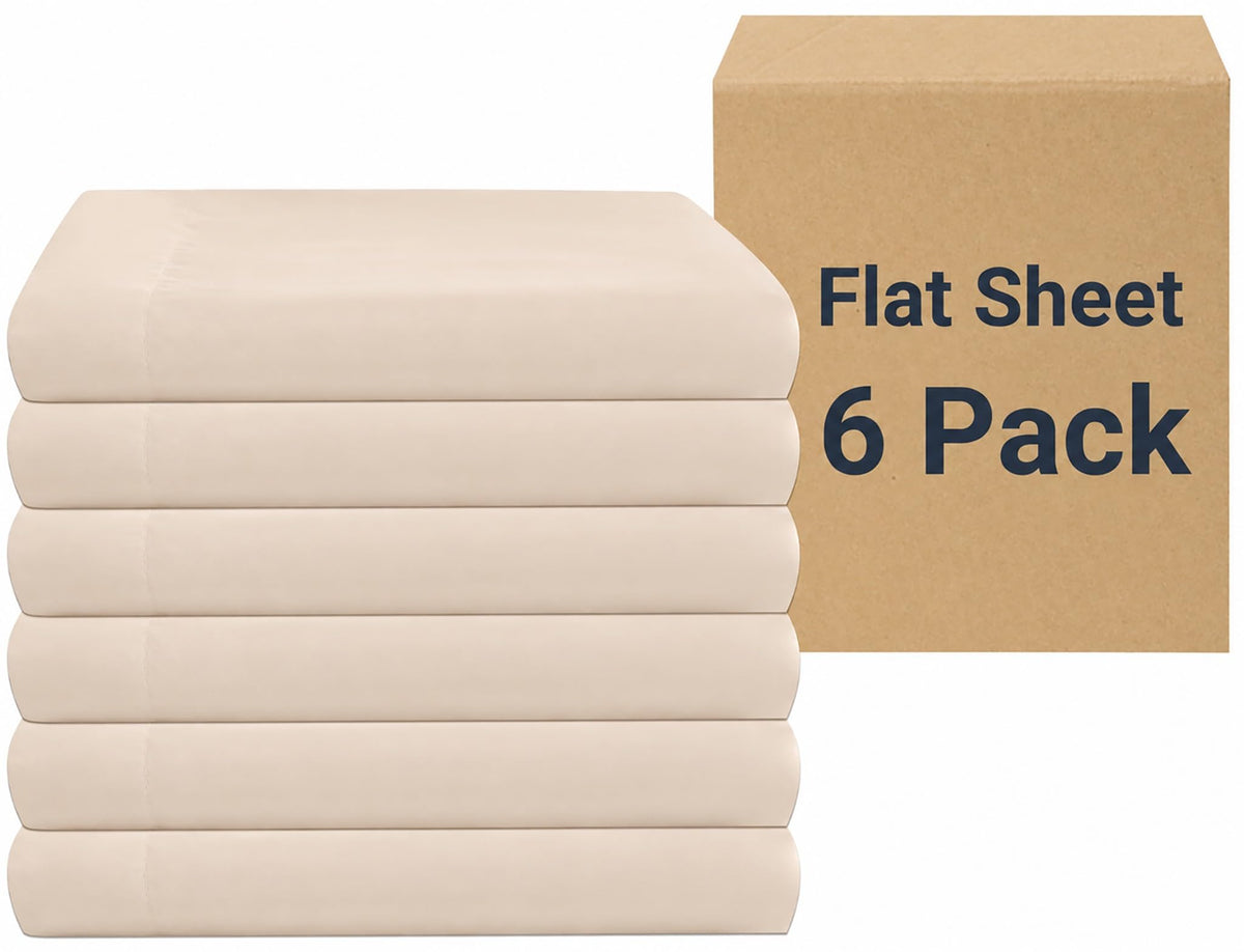 ZPECC Twin Flat Sheets Only White 4 Pack, Color-Coded Hem Threads