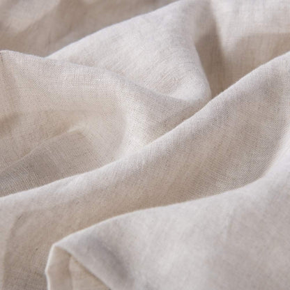 Meadow Park Washed French Linen Bed Skirt, Dust Ruffle, Queen Size 60" W x 80" L, Drop 16", Super Soft, Ruffle Style, Natural Linen Color.