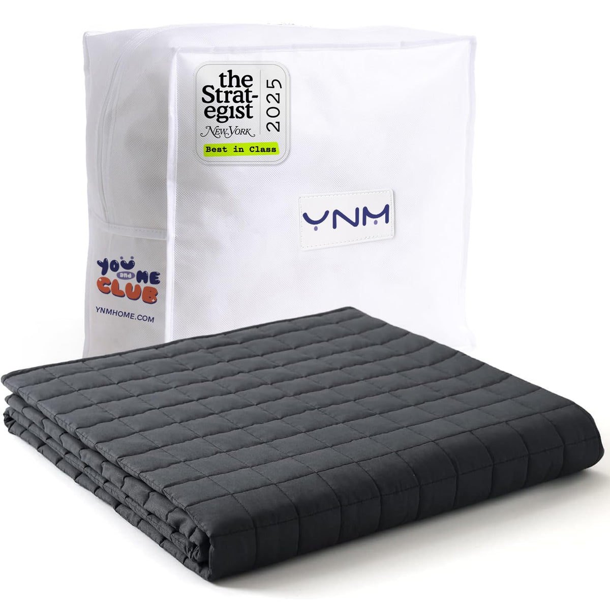 YnM 15lbs Weighted Blanket for Adults, 48x72 Inches, Dark Grey