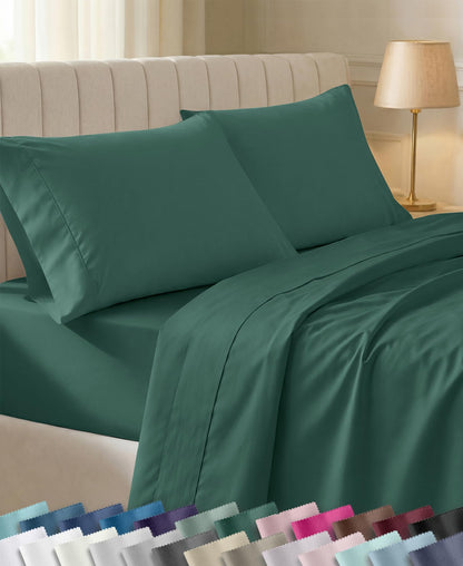 California Design Den Soft 100% Cotton Sateen Queen Bed Sheets Set, White