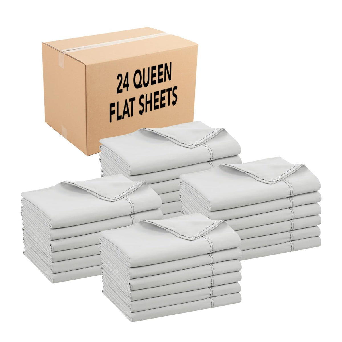 Arkwright Bulk Twin Flat Sheets - Pack of 6 - Soft Brushed Microfiber Hypoallergenic Top Sheet only with Wrinkle Resistant, Bedding Essentials for Hosts and Hotels, Ivory