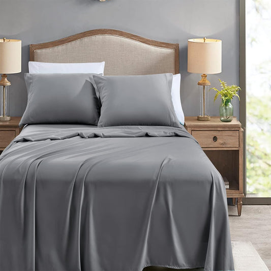 FreshCulture Full Flat Sheets Only, Pack of 6, Soft Microfiber Bedding Sheets for Home, Salons, Hotels, Bulk Flat Sheets Only Full Size (Dark Grey)