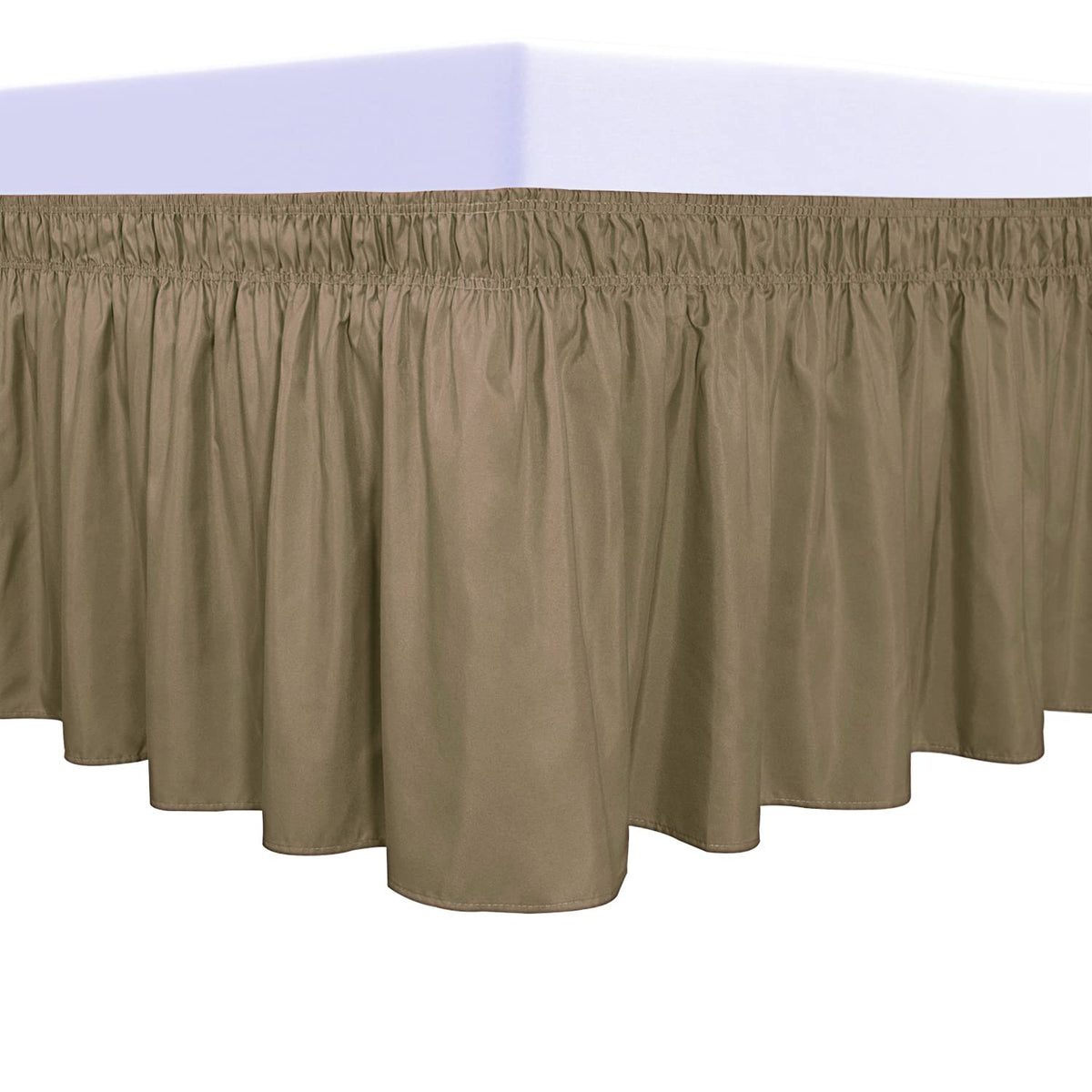 PureFit Wrap Around Ruffled Bed Skirt, White, Queen/King - 18" Drop