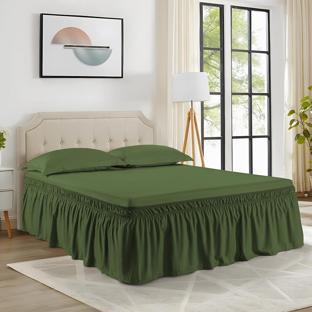 Taupe Wrap Around Bed Skirt,Full/Queen,18" Drop