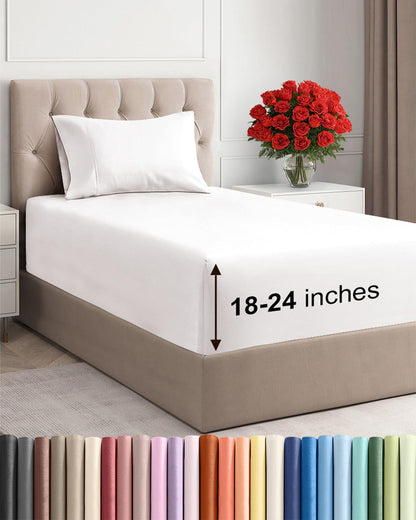 Extra Deep King Sheet Set - 4 Piece Breathable & Cooling - Antique White