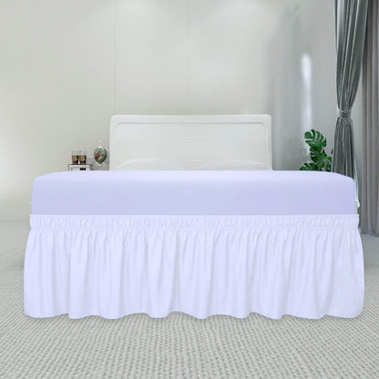 PureFit Wrap Around Ruffled Bed Skirt, White, Queen/King - 18" Drop