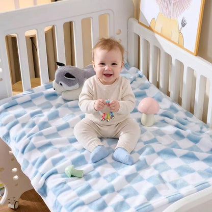 4 Pcs Baby Blankets, Fluffy Small Crib Baby Blankets for Boys, Fleece Checkered Blanket, Toddler Receiving Blankets 30×40