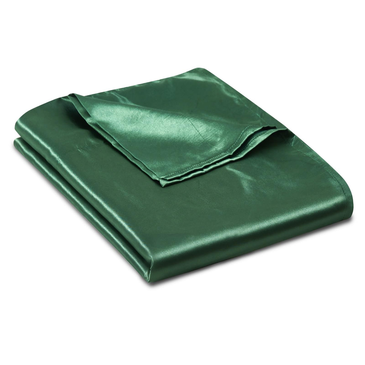 Ersmak Satin Flat Sheet Only, Single Flat Sheet Twin, Luxury & Ultra Soft Silky Bedding Top Sheet for Twin Mattress - Emerald Green