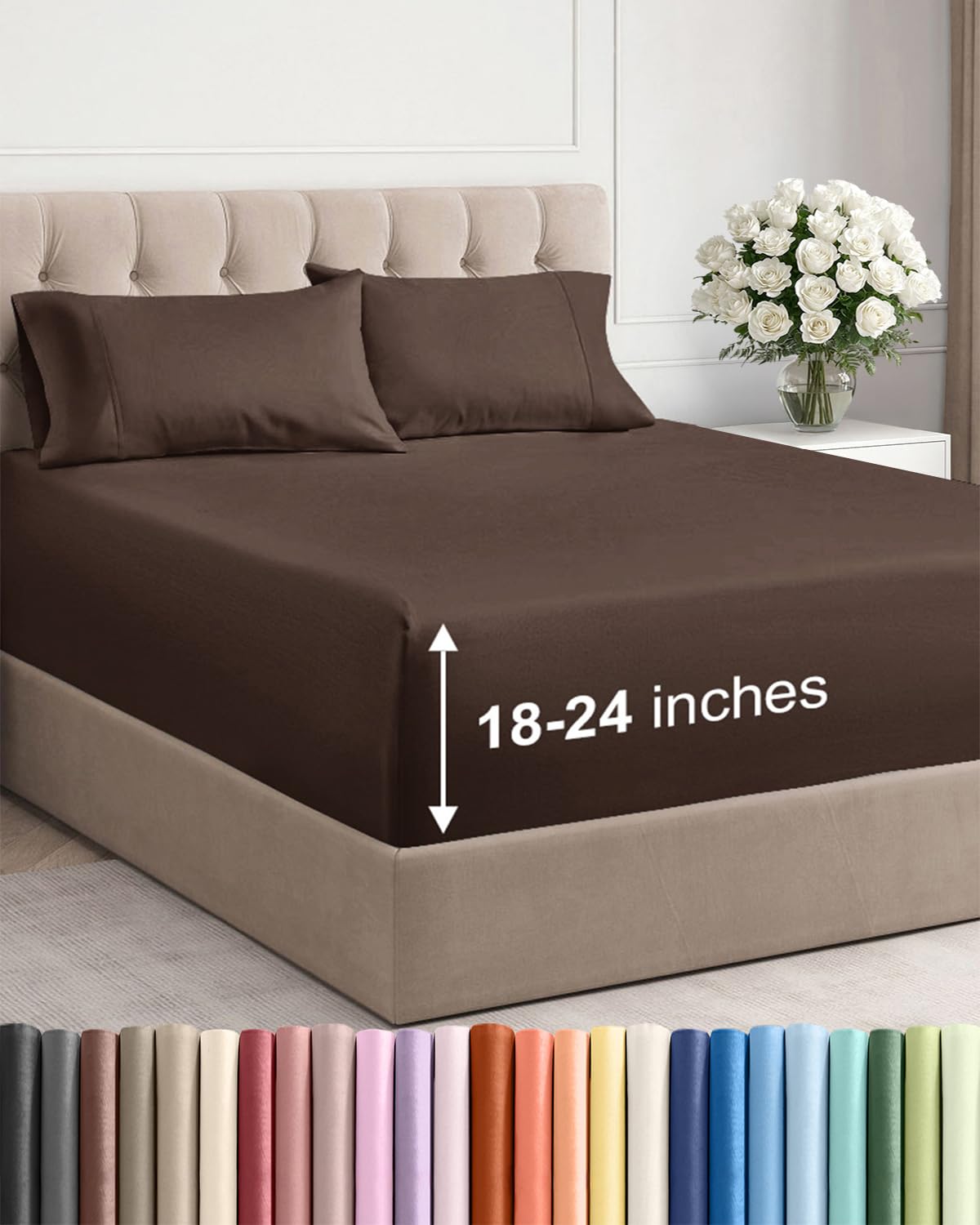 Extra Deep King Sheet Set - 4 Piece Breathable & Cooling - Antique White