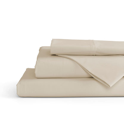 Linen Home 100% Cotton Percale Sheets Queen Size 4 Pc Cooling Set - White
