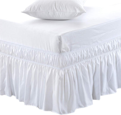 MEILA Wrap Around Elastic Bed Skirt for Queen & King Beds, 16" Drop, Beige