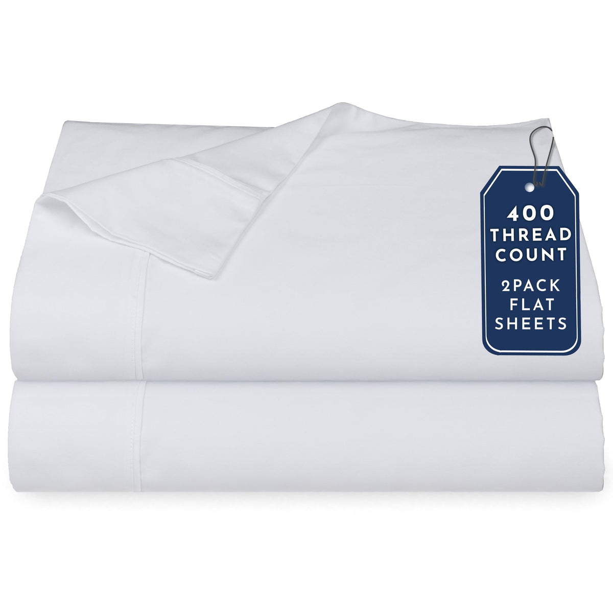 California Design Den Soft 100% Cotton Sateen King Flat Sheets, White