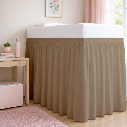 Cottingon Twin XL 32 Inch Drop Extended Dorm Room Bed Skirt,100% Microfiber College Bed Essentials Extra Long Size Dust Ruffle,White