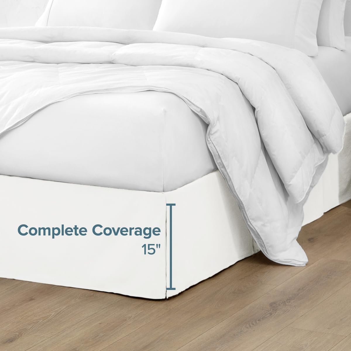 Bare Home Bed Skirt 15-Inch Drop 1800 Ultra-Soft (Queen, Antique White)