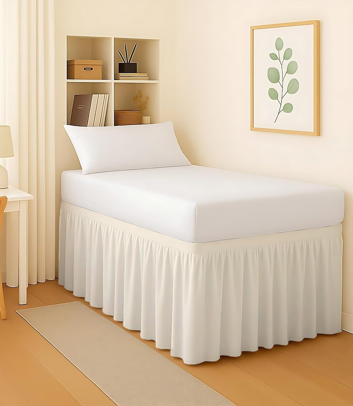 Mattress-Homes College Dorm Bed Skirt Twin XL, 42 Inch Drop Extra Long Bed Skirt, Split Corner Tailored Dust Ruffle, Premium Brushed Microfiber, Wrinkle Resistant, White