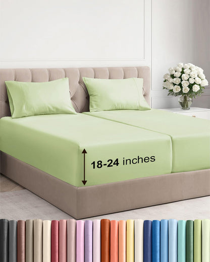 Extra Deep King Sheet Set - 4 Piece Breathable & Cooling - Antique White