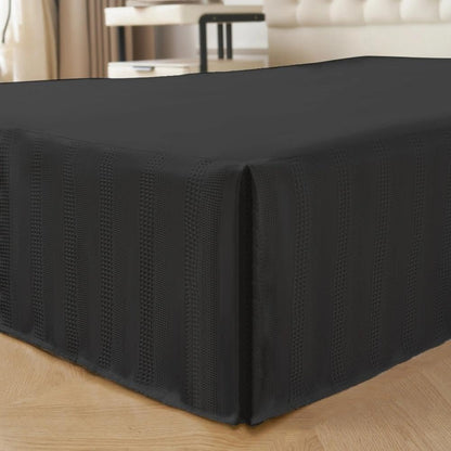 Queen Size Bed Skirt, Textured Geometric Stripe Pleated Bed Skirts, Ivory