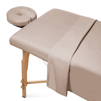 Saloniture 3-Piece Microfiber Massage Table Sheet Set - Premium Facial Bed Cover - Includes Flat and Fitted Sheets with Face Cradle Cover - White
