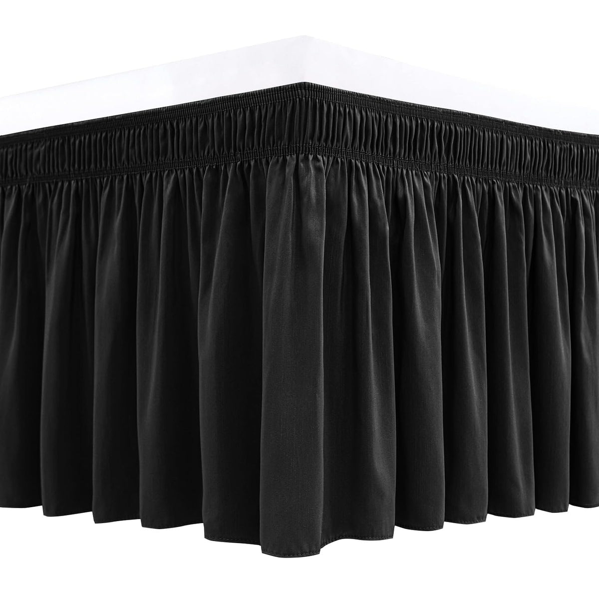 Wrap Around Queen Size Bed Skirt 15" Drop-Elastic Dust Ruffle Light Camel