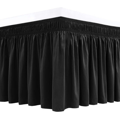 Wrap Around Queen Size Bed Skirt 15" Drop-Elastic Dust Ruffle Light Camel
