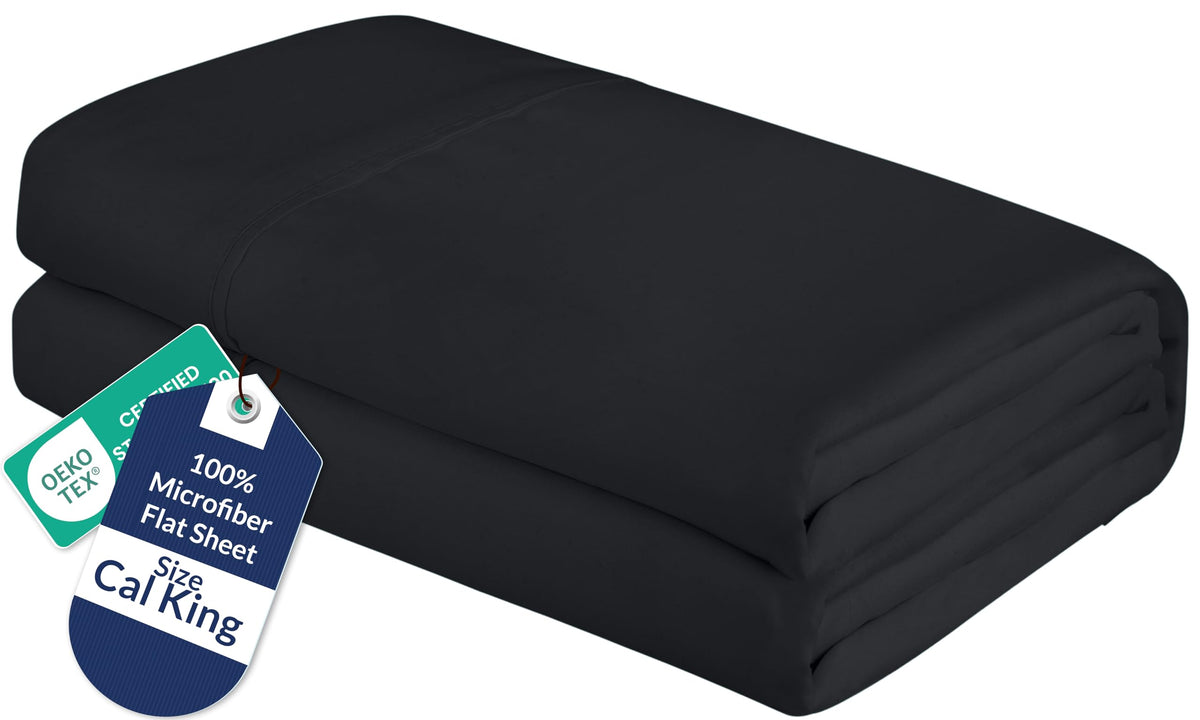 Royale Linens Queen Flat Sheet - Ultra Soft Brushed 1800 Microfiber Flat Sheets Only - Wrinkle Free & Stain Resistant - Hotel Quality Top Sheet for Bed (Queen, White)