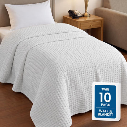 Utopia Bedding 100% Cotton Waffle Blanket Queen Size White, 90x90 Inch