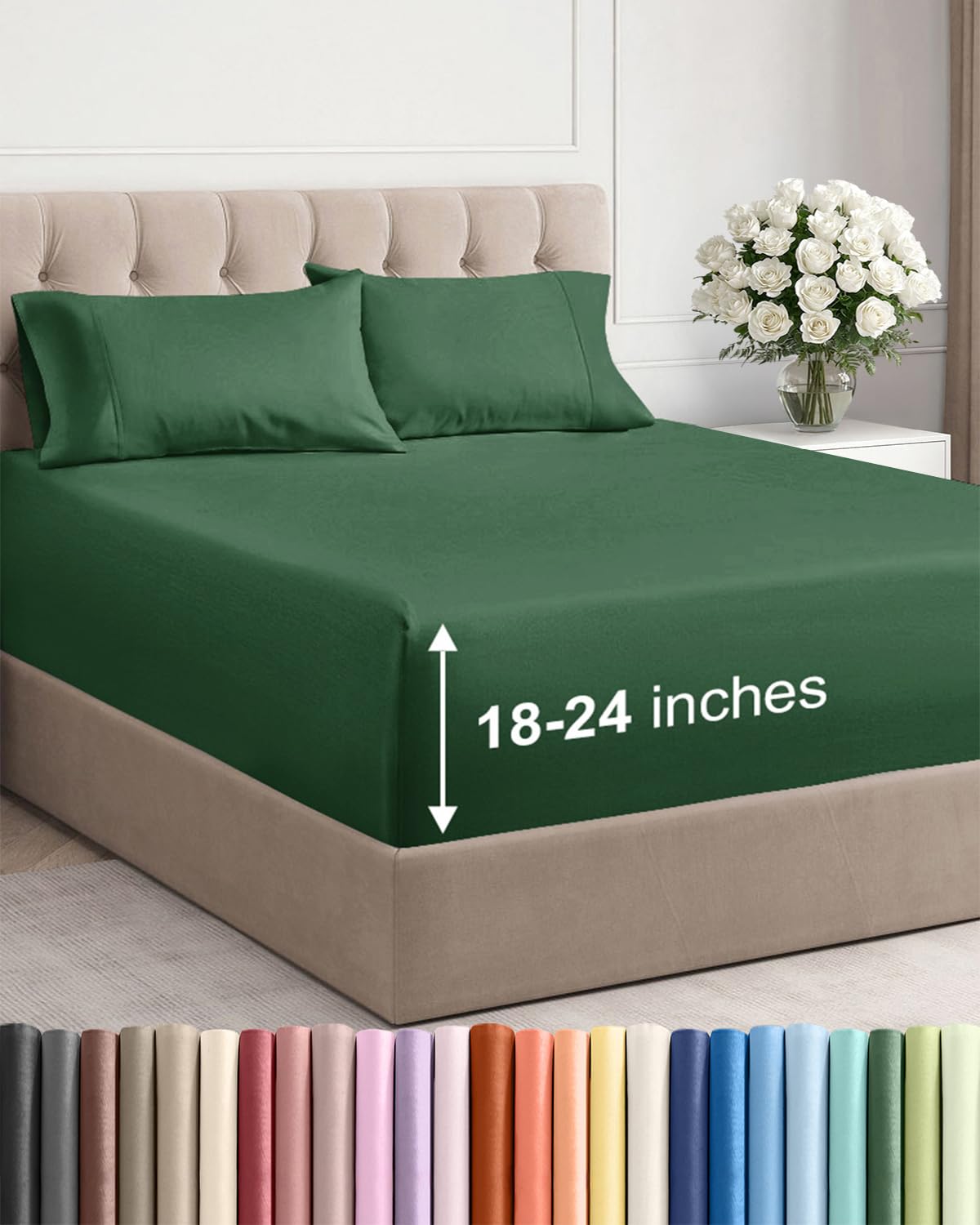 Extra Deep King Sheet Set - 4 Piece Breathable & Cooling - Antique White