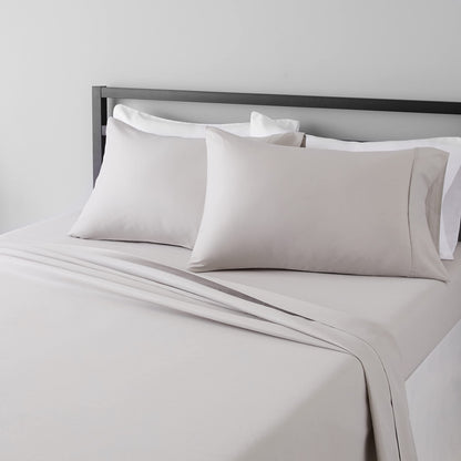 Amazon Basics Lightweight Breathable Wrinkle-Free Brushed Microfiber 3-Piece Bed Sheet Set with 14-Inch Deep Pockets, Twin, Bright White, Solid