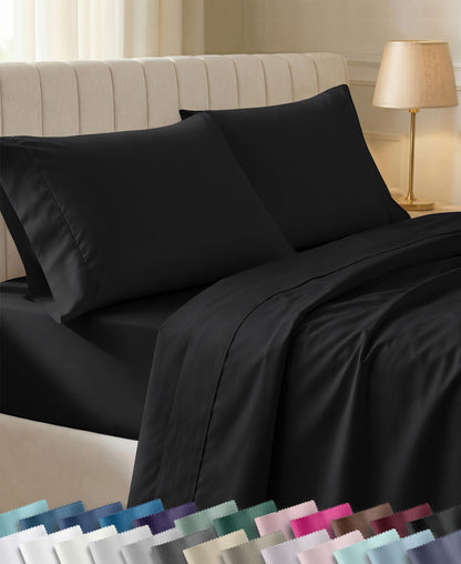 California Design Den Soft 100% Cotton Sateen Queen Bed Sheets Set, White