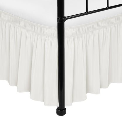Wrap Around Queen Size Bed Skirt Split Corner 15" Drop-Elastic Dust Ruffle