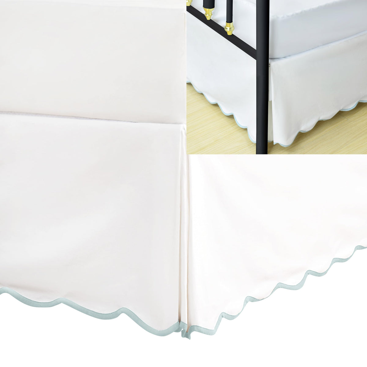 HIG Chic 14'' Queen BedSkirts Scallop Edge Pleated Dust Ruffle